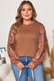 Southern Belle Floral Print Patchwork Round Neck Blouse