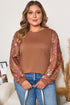 Southern Belle Floral Print Patchwork Round Neck Blouse