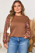 Southern Belle Floral Print Patchwork Round Neck Blouse