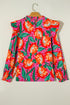 Southern Belle Floral Print Pleated Ruffled Blouse