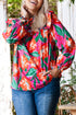 Southern Belle Floral Print Pleated Ruffled Blouse