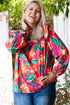 Southern Belle Floral Print Pleated Ruffled Blouse