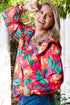 Southern Belle Floral Print Pleated Ruffled Blouse