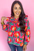 Southern Belle Floral Print Pleated Ruffled Blouse