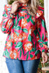 Southern Belle Floral Print Pleated Ruffled Blouse