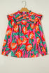 Southern Belle Floral Print Pleated Ruffled Blouse