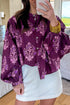 Southern Belle Floral Print Puff Sleeve Button Front Shirt