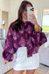 Southern Belle Floral Print Puff Sleeve Button Front Shirt