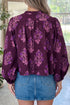 Southern Belle Floral Print Puff Sleeve Button Front Shirt