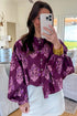 Southern Belle Floral Print Puff Sleeve Button Front Shirt
