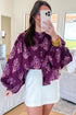 Southern Belle Floral Print Puff Sleeve Button Front Shirt