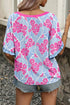 Southern Belle Floral Print Ruffled Half Sleeve Blouse