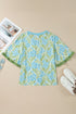 Southern Belle Floral Print Ruffled Half Sleeve Blouse