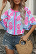 Southern Belle Floral Print Ruffled Half Sleeve Blouse
