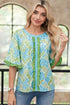 Southern Belle Floral Print Ruffled Half Sleeve Blouse