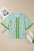 Southern Belle Floral Print Ruffled Half Sleeve Blouse
