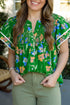 Southern Belle Floral Print Ruffled Short Sleeve Blouse