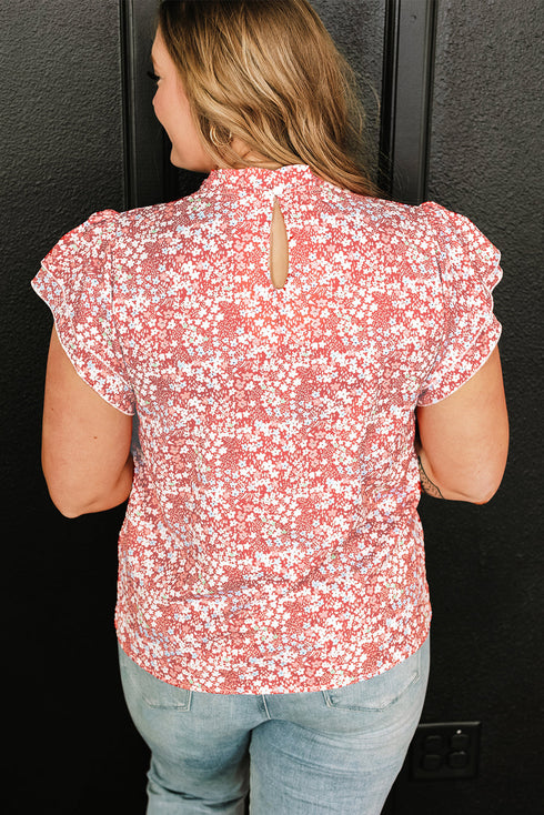 Southern Belle Floral Print Ruffled Sleeve Frill Top