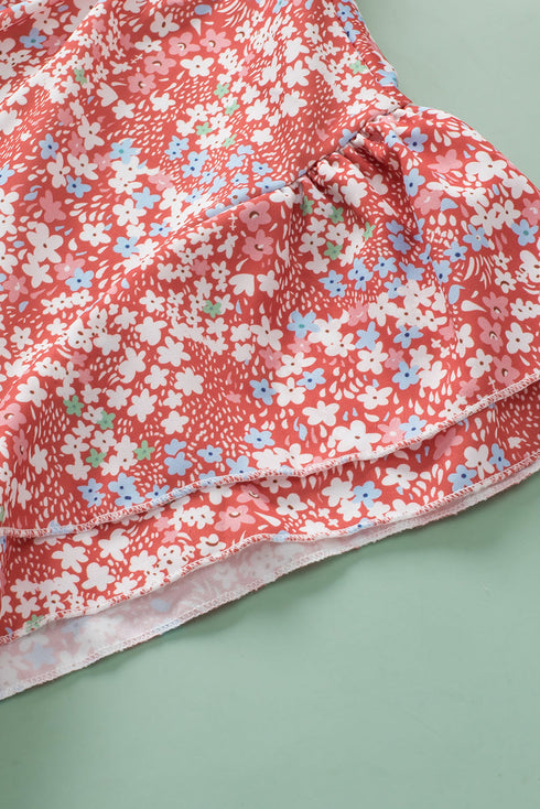 Southern Belle Floral Print Ruffled Sleeve Frill Top