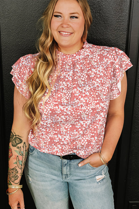 Southern Belle Floral Print Ruffled Sleeve Frill Top