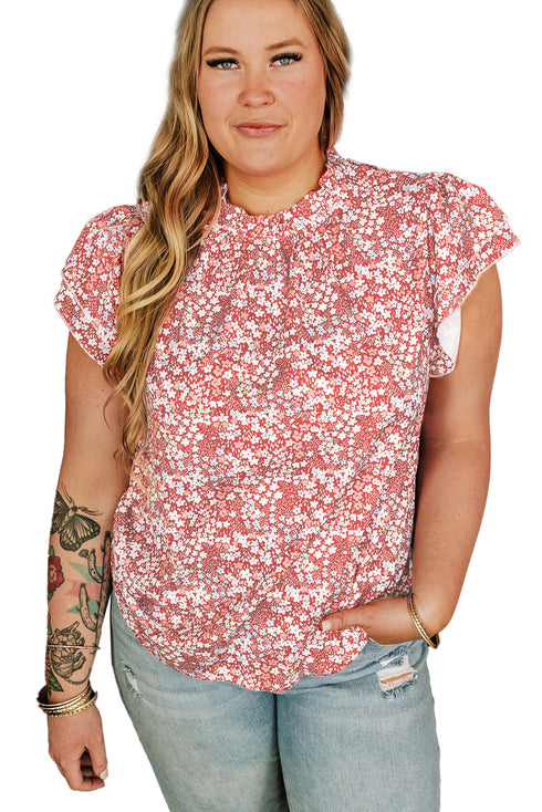 Southern Belle Floral Print Ruffled Sleeve Frill Top