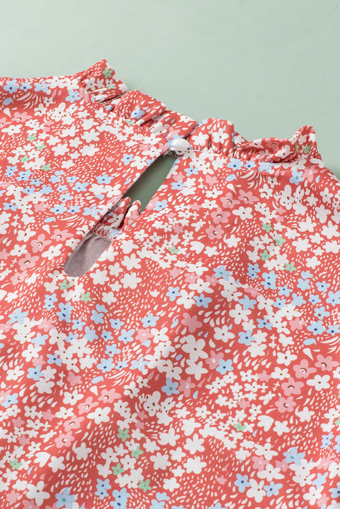 Southern Belle Floral Print Ruffled Sleeve Frill Top