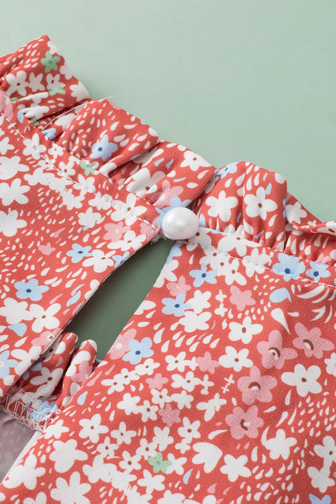 Southern Belle Floral Print Ruffled Sleeve Frill Top