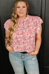 Southern Belle Floral Print Ruffled Sleeve Frill Top