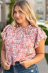 Southern Belle Floral Print Ruffled Sleeve Frill Top