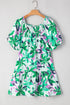 Southern Belle Floral Print Shirred Square Neck Mini Dress