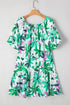 Southern Belle Floral Print Shirred Square Neck Mini Dress