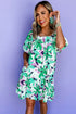 Southern Belle Floral Print Shirred Square Neck Mini Dress