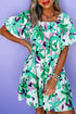 Southern Belle Floral Print Shirred Square Neck Mini Dress