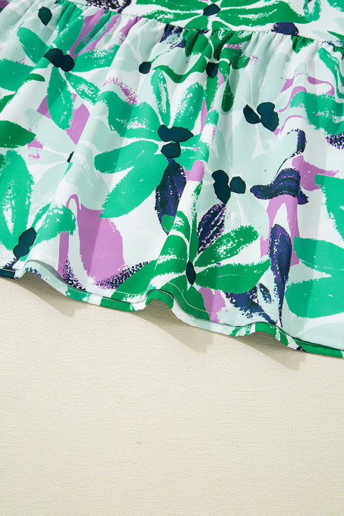 Southern Belle Floral Print Shirred Square Neck Mini Dress