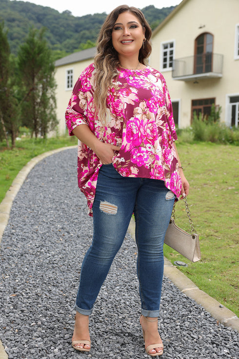 Southern Belle Floral Print Short Sleeve Blouse