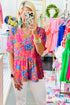 Southern Belle Floral Print Smocked Puff Sleeve V Neck Blouse