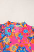 Southern Belle Floral Print Smocked Puff Sleeve V Neck Blouse