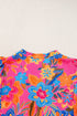 Southern Belle Floral Print Smocked Puff Sleeve V Neck Blouse