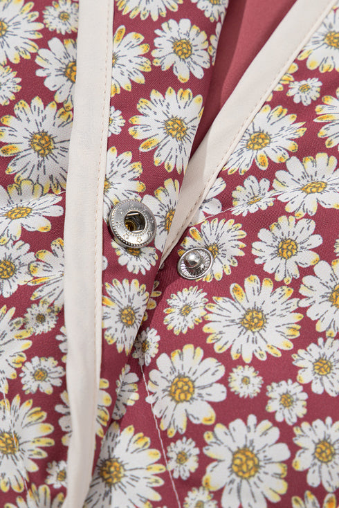 Southern Belle Floral Print Stand Neck Pocketed Jacket
