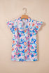 Southern Belle Floral Print Tie V Neck Ruffle Blouse