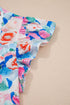 Southern Belle Floral Print Tie V Neck Ruffle Blouse