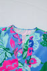 Southern Belle Floral Print V Neck Half Sleeve Blouse