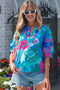 Southern Belle Floral Print V Neck Half Sleeve Blouse