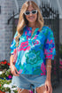Southern Belle Floral Print V Neck Half Sleeve Blouse