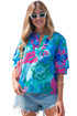 Southern Belle Floral Print V Neck Half Sleeve Blouse