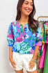 Southern Belle Floral Print V Neck Half Sleeve Blouse