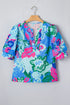 Southern Belle Floral Print V Neck Half Sleeve Blouse
