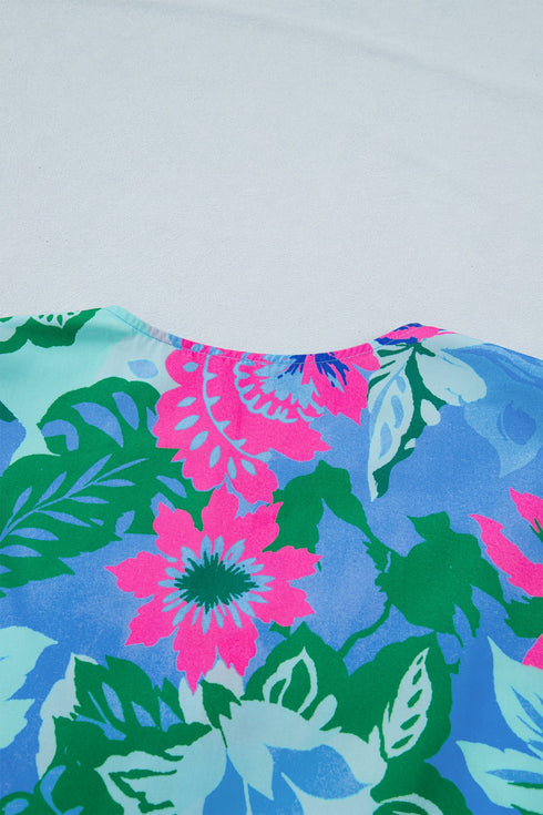 Southern Belle Floral Print V Neck Half Sleeve Blouse