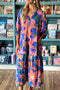 Southern Belle Floral Print V Neck Tiered Long Dress