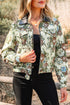 Southern Belle Floral Print Zip Up Collared Jacket